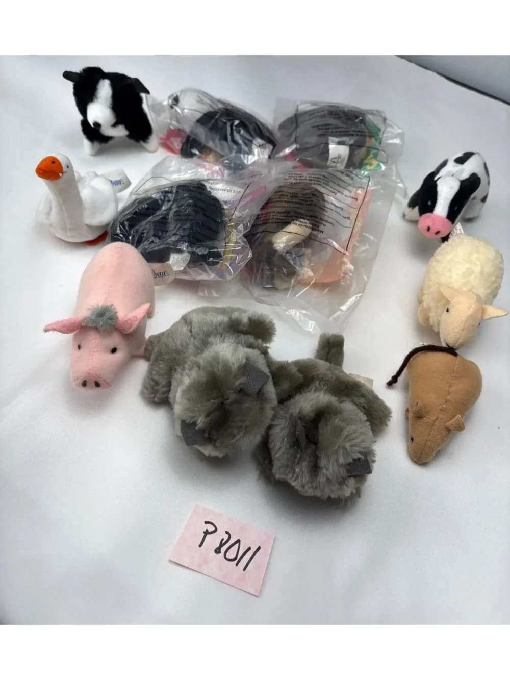 1997 McDonalds Animal Pals Happy Meal Plush Toys Set Panda Yak Babe Rhino Fun